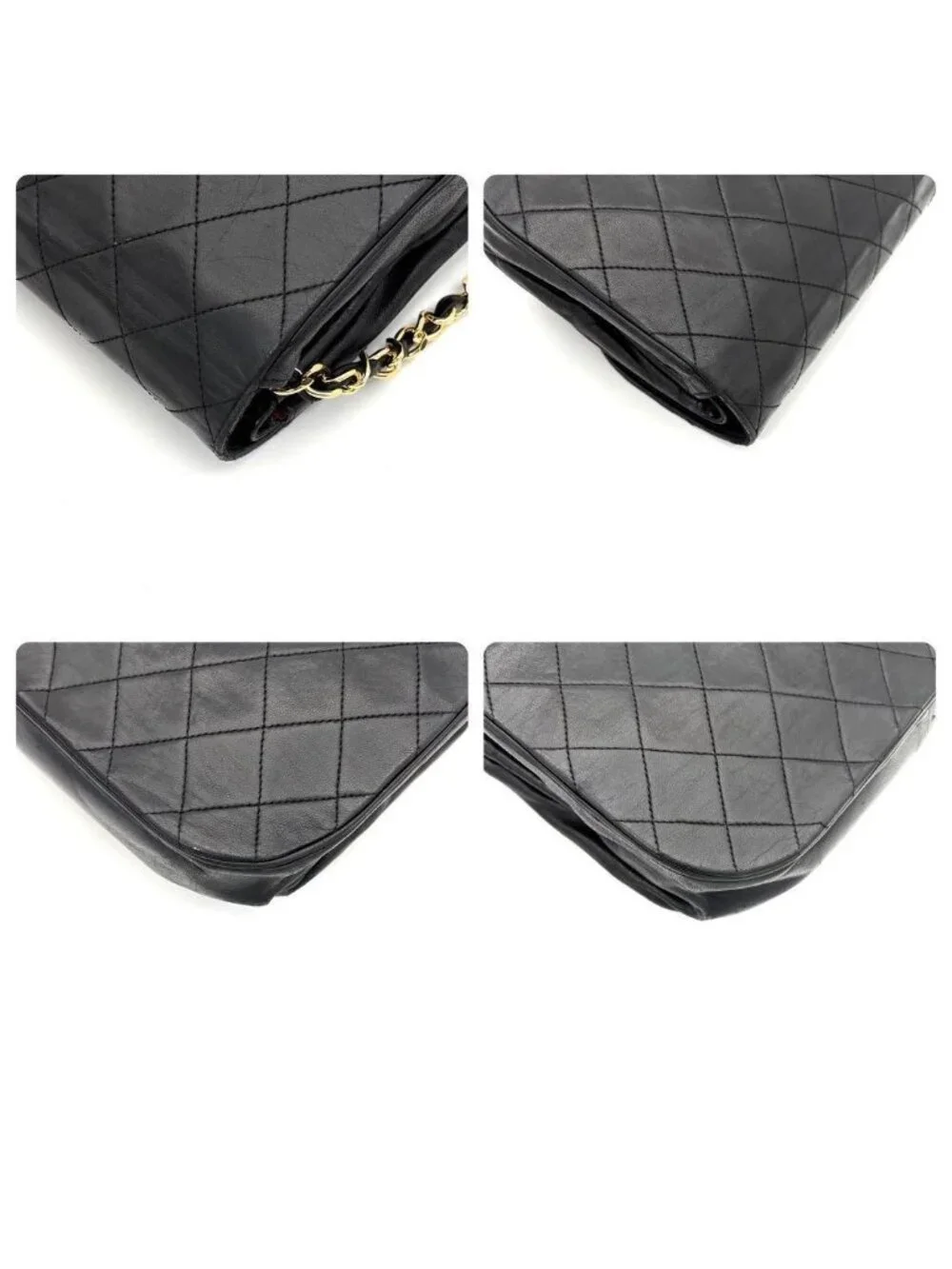 Chanel Quilted Chain Shoulder Bag Black Lambskin